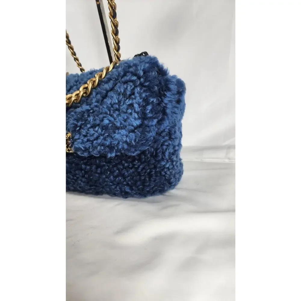 Chanel Medium Blue Shearling 19 Flap Shoulder Bag SPBJKI 342324